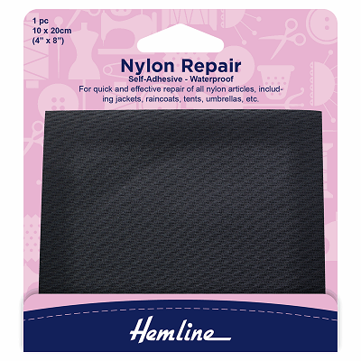 H689.BLACK Self Adhesive Nylon Repair Patch: Black - 10 x 20cm